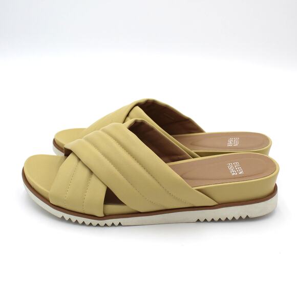 Eileen Fisher Sandals Womens Size 10 Yellow Slip On Slide Platform Comfort Shoes - Picture 4 of 8